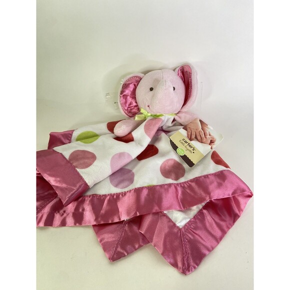 Carters Pink Elephant Lovey Rattle Blanket Polka Dot Spot...